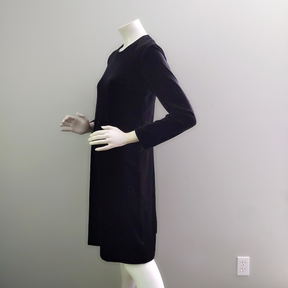 Vintage 1990s Black Velvet Crewneck Trapeze Skater Dress S M - Picture 3 of 5